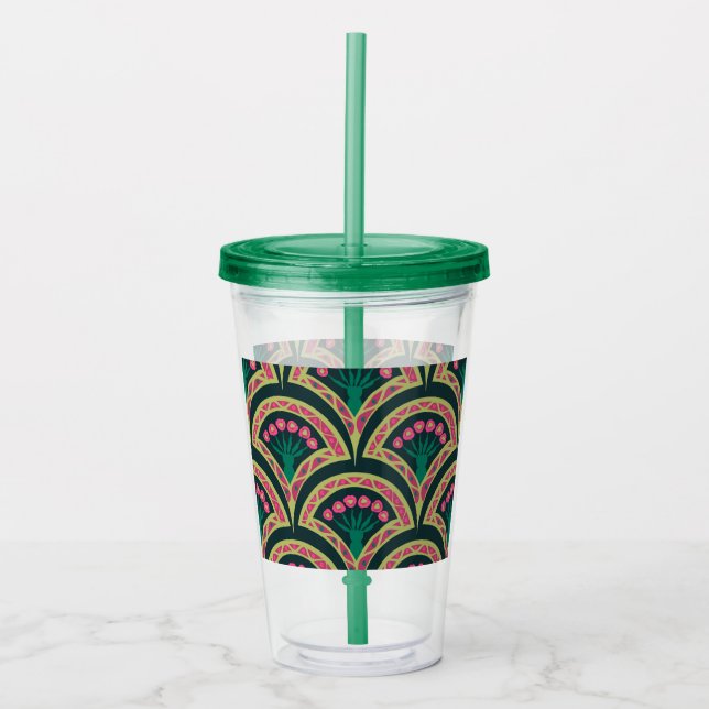 Verre En Acrylique motif vert en forme de coque (Devant)