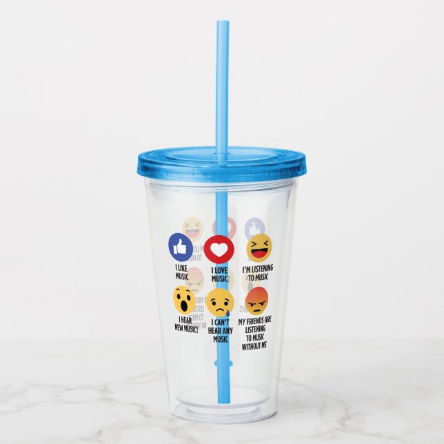 Verre En Acrylique Musique Emojis (Devant)