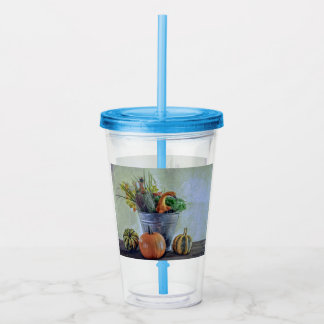 Verre En Acrylique Nature morte d'automne avec citrouilles, fleurs