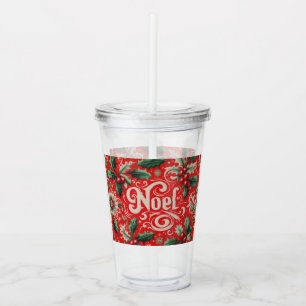 Verre En Acrylique Noel de Noël Rouge et Vert