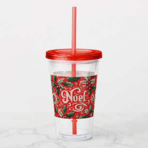 Verre En Acrylique Noel de Noël Rouge et Vert