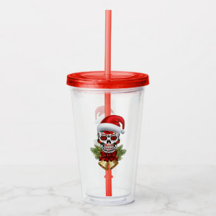 Verre En Acrylique Noël Père Noël Jour Du Crâne Sugar Morts