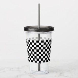 Verre En Acrylique Noir et blanc Checkered