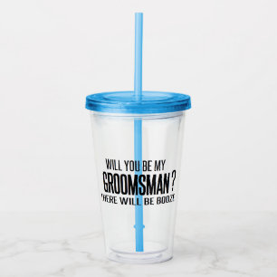 Verre En Acrylique noir et blanc serez-vous mon groomsman ? mariage