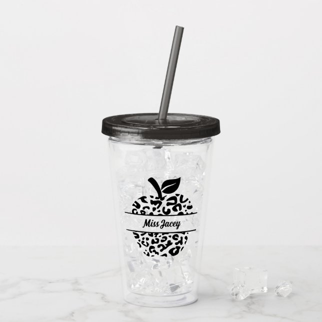Verre En Acrylique Nom Apple de l'enseignant personnalisé, enseignant (Dos glace)