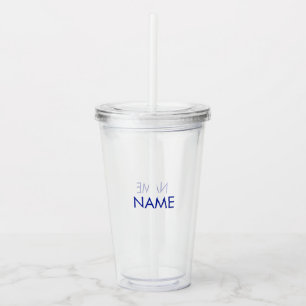 Verre En Acrylique Nom de la Personnaliser, texte minimaliste cobalt