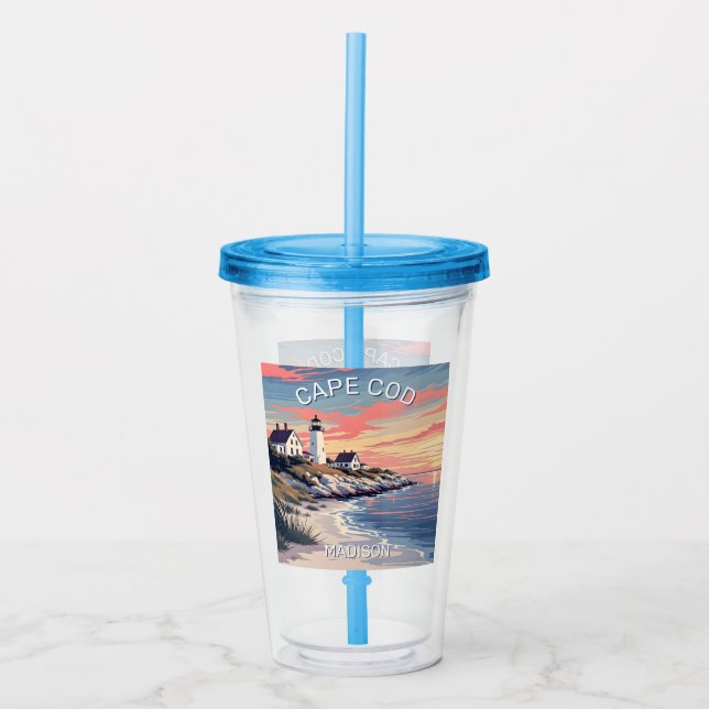 Verre En Acrylique Nom personnalisé Cape Cod Massachusetts (Devant)