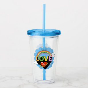 Verre En Acrylique Nom personnalisé "L'amour est amour"