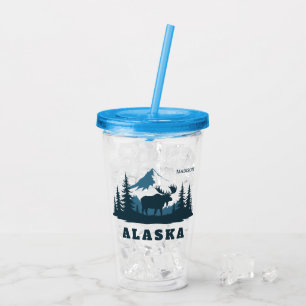 Verre En Acrylique Nom personnalisé & Texte ALASKA