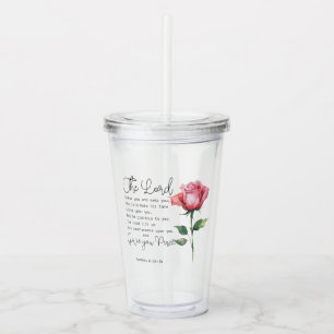 Verre En Acrylique Numéros 6:24-26 Le Seigneur vous bénisse Fleur Ros