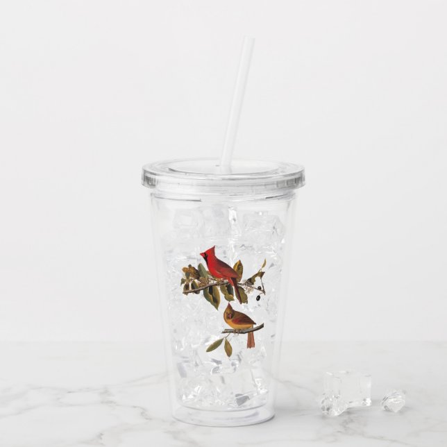 Verre En Acrylique Paire cardinale Audubon en amandiers sauvages (Dos glace)