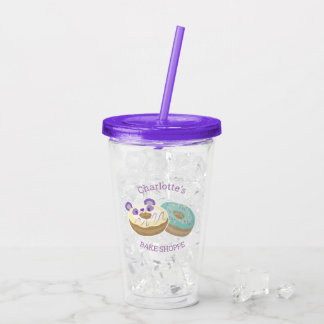Verre En Acrylique Panda Donut Bakery violet et vert