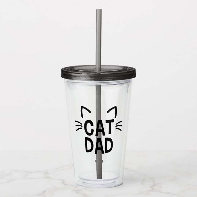 Verre En Acrylique Papa Chat Avec Oreilles Et Whiskers (Devant)