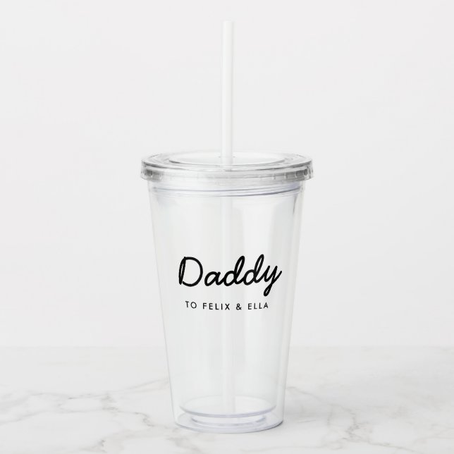 Verre En Acrylique Papa | Kids Names Modern Father's Day (Devant)