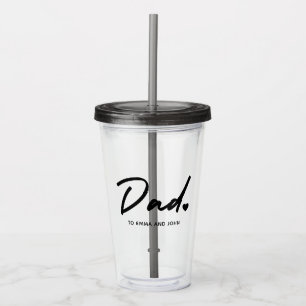 Verre En Acrylique Papa moderne Script Nom de l'enfant