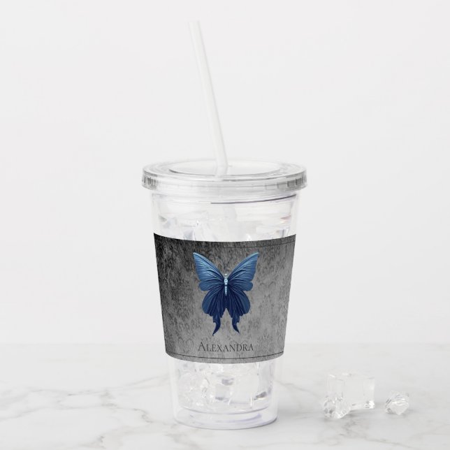 Verre En Acrylique Papillon à bijoux bleu (Devant glace)