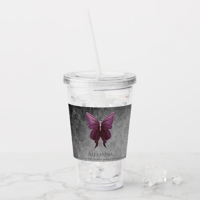 Verre En Acrylique Papillon à bijoux Magenta (Devant glace)