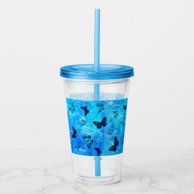 Verre En Acrylique Papillon bleu (Devant)
