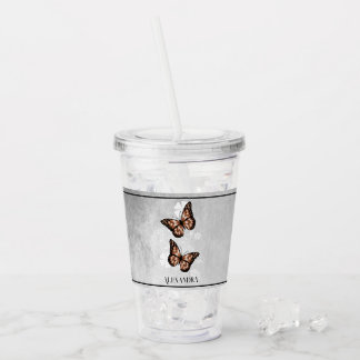 Verre En Acrylique Papillon en cuivre Floral Personnalisé