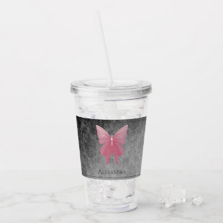 Verre En Acrylique Papillon rose bijoux