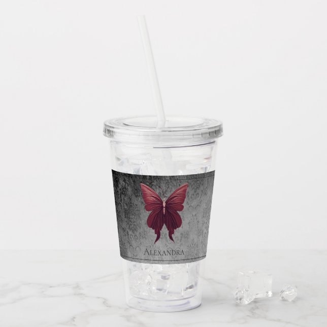 Verre En Acrylique Papillon rouge à bijoux (Devant glace)
