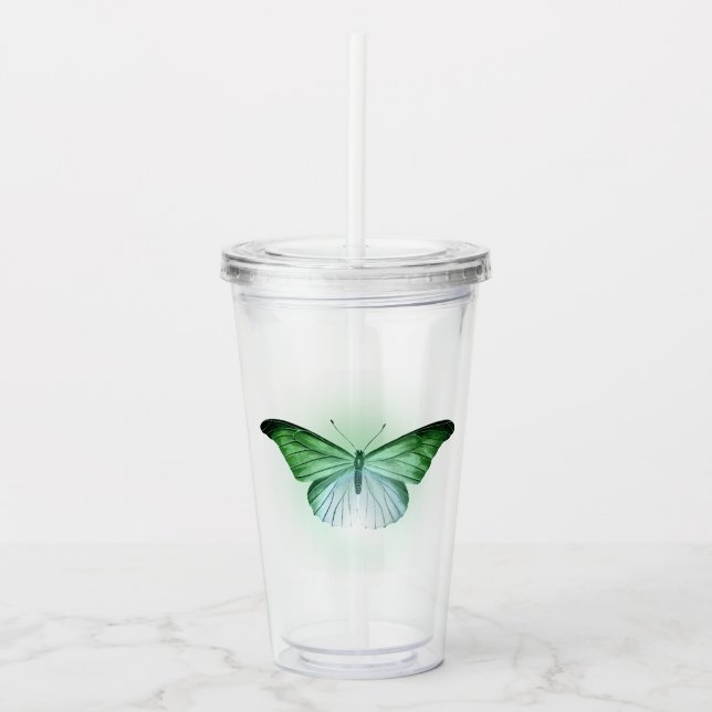 Verre En Acrylique Papillon vert iridescent (Devant)