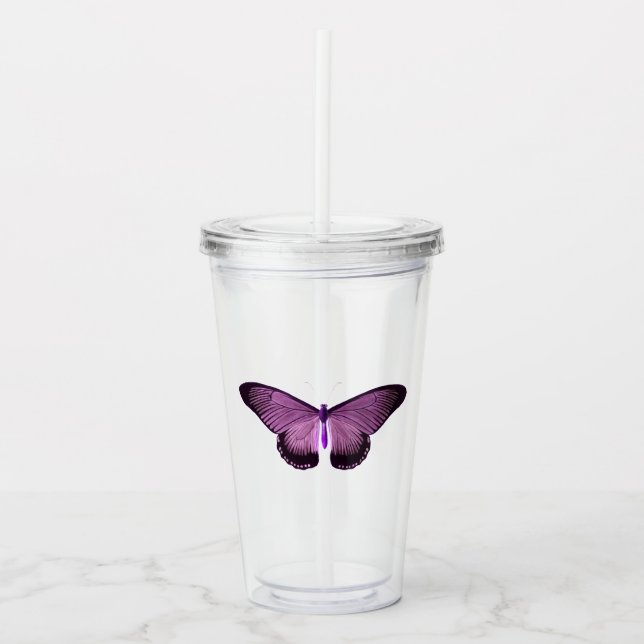 Verre En Acrylique Papillon violet iridescent (Devant)