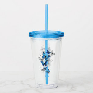 Verre En Acrylique Papillons volants bleus Morpho