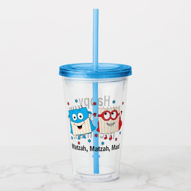 Verre En Acrylique Pâque Acrylique Tumbler 16 oz Matzah Homme (Devant)