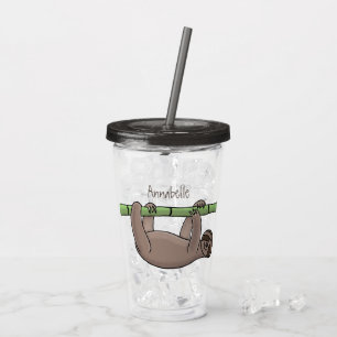 Verre En Acrylique Paresse souriante mignon sur dessin animé en bambo