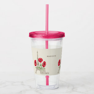 Verre En Acrylique Paris France nom personnalisé tumbler