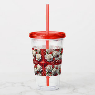 Verre En Acrylique Paruline acrylique avec design Rose anglais