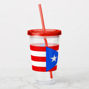 Verre En Acrylique Paruline acrylique avec drapeau de Porto Rico