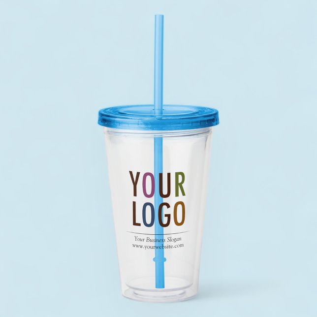 Verre En Acrylique Paruline en acrylique avec paille sans minimum (MISOOK Acrylic Tumbler with Logo Blue Lid and Straw)