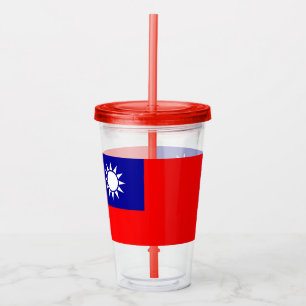 Verre En Acrylique Paruline patriotique avec drapeau de Taiwan