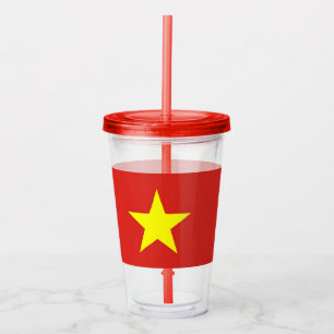 Verre En Acrylique Paruline patriotique avec drapeau du Vietnam