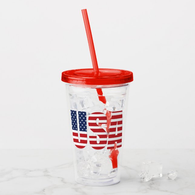 Verre En Acrylique Patriotique Juillet 4 Acrylique Tumbler (Devant glace)