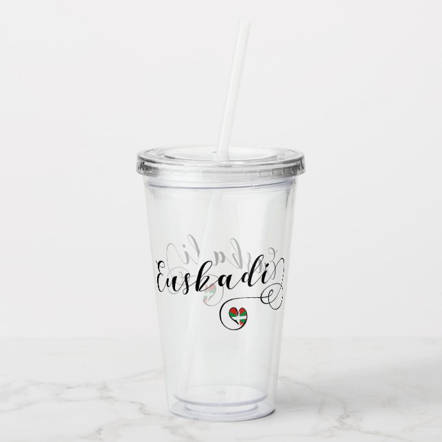 Verre En Acrylique Pays basque d'Euskadi Coeur du drapeau (Dos)