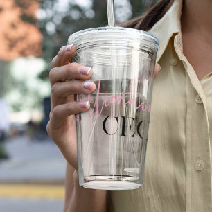 Verre En Acrylique PDG de minima millionnaire moderne   Rose Et Noir