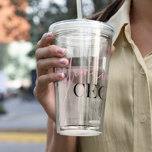 Verre En Acrylique PDG de minima millionnaire moderne | Rose Et Noir (Créateur téléchargé)