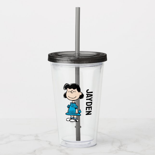 Verre En Acrylique PEANUTS | Lucy | Ajouter Votre Nom (Devant)