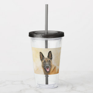 Verre En Acrylique Peinture Malinoise belge - Cute Original Chien Art