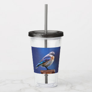 Verre En Acrylique Peinture pour oiseaux bleus (femelle) - Art origin