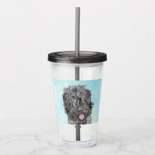Verre En Acrylique Peinture russe Terrier noir - Chien original migno