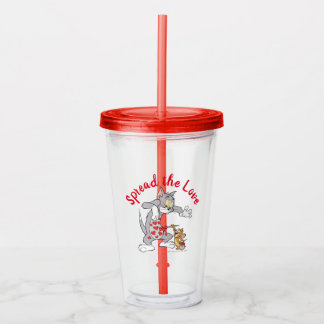Verre En Acrylique Peinture Tom & Jerry Coeurs de Saint-Valentin