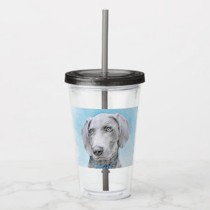Verre En Acrylique Peinture Weimaraner - Joli art original chien