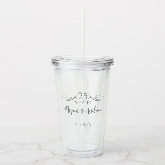 Verre En Acrylique Personalized Elegant 25th Wedding Anniversary (Devant)