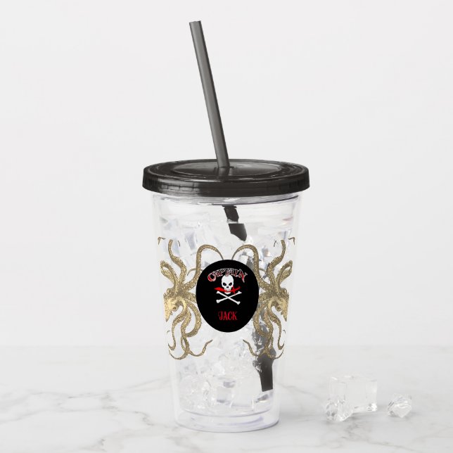 Verre En Acrylique Personalized Pirate Captain  (Devant glace)