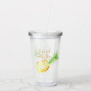 Verre En Acrylique Personnalisable avec l'ananas amoureux