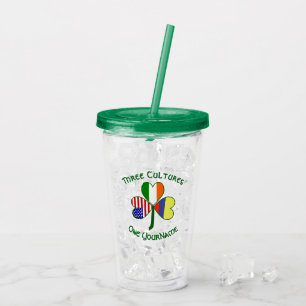 Verre En Acrylique Personnalisation du Shamrock du drapeau irlandais